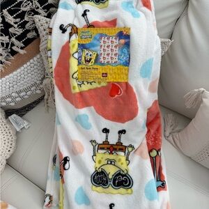 SpongeBob valentine Soft Throw - pink White, Yellow, Red, Blue
